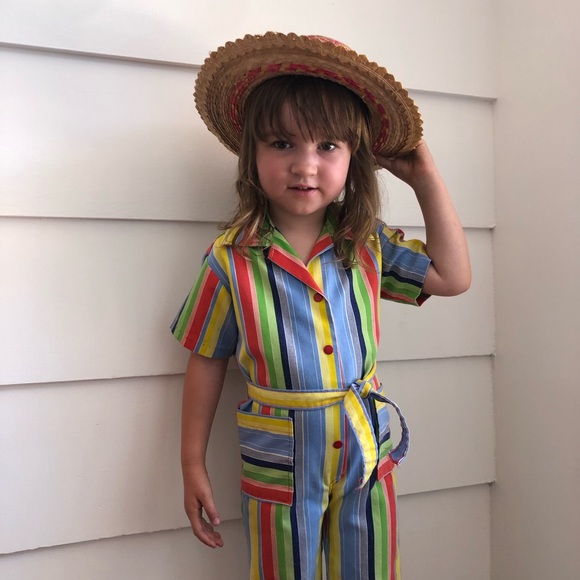 Vintage 1970s Healthtex Candy Stripe Jumpsuit 3T Vintage Health Tex Jumpsuit - Picture 7 of 7